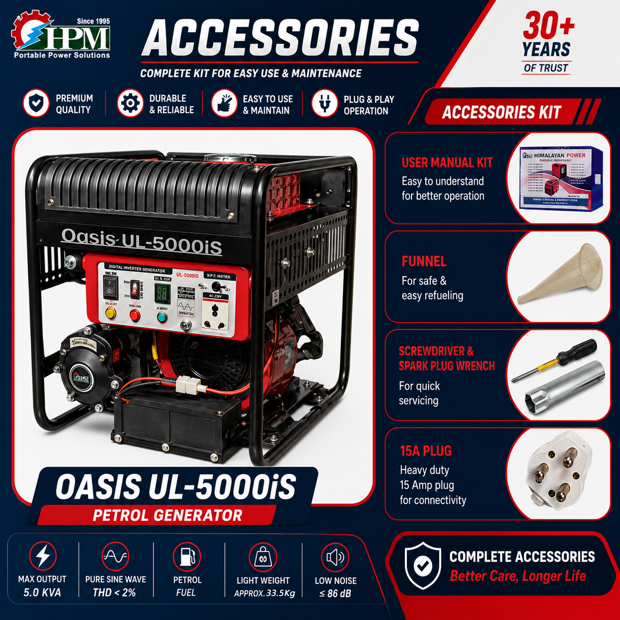 5 KVA Smart Portable Digital Inverter Generator Oasis UL-5000is, Recoil Start & Self Start